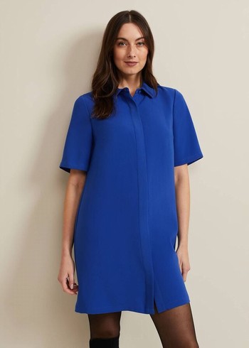 Phase Eight Cara Button Through Tunic Dress Blue Canada | HBVDET-721